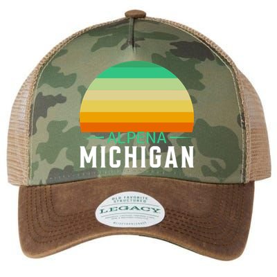 Alpena Michigan Retro Sunset Legacy Tie Dye Trucker Hat
