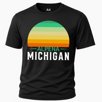 Alpena Michigan Retro Sunset Performance Shirt
