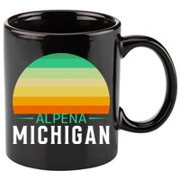 Alpena Michigan Retro Sunset 11oz C Handle Ceramic Mug
