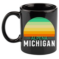Alpena Michigan Retro Sunset 11oz C Handle Ceramic Mug