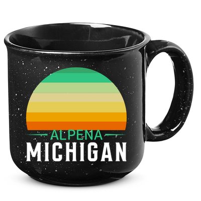 Alpena Michigan Retro Sunset 15oz Campfire Ceramic Mug