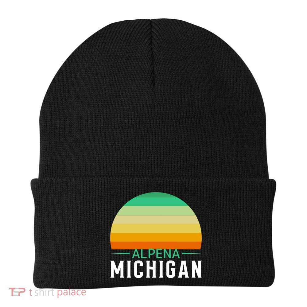 Alpena Michigan Retro Sunset Beanie