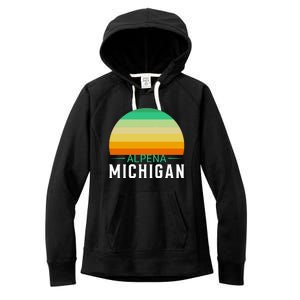 Alpena Michigan Retro Sunset Women's Fleece Hoodie