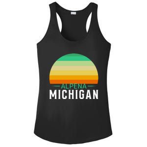 Alpena Michigan Retro Sunset Ladies PosiCharge Competitor Racerback Tank