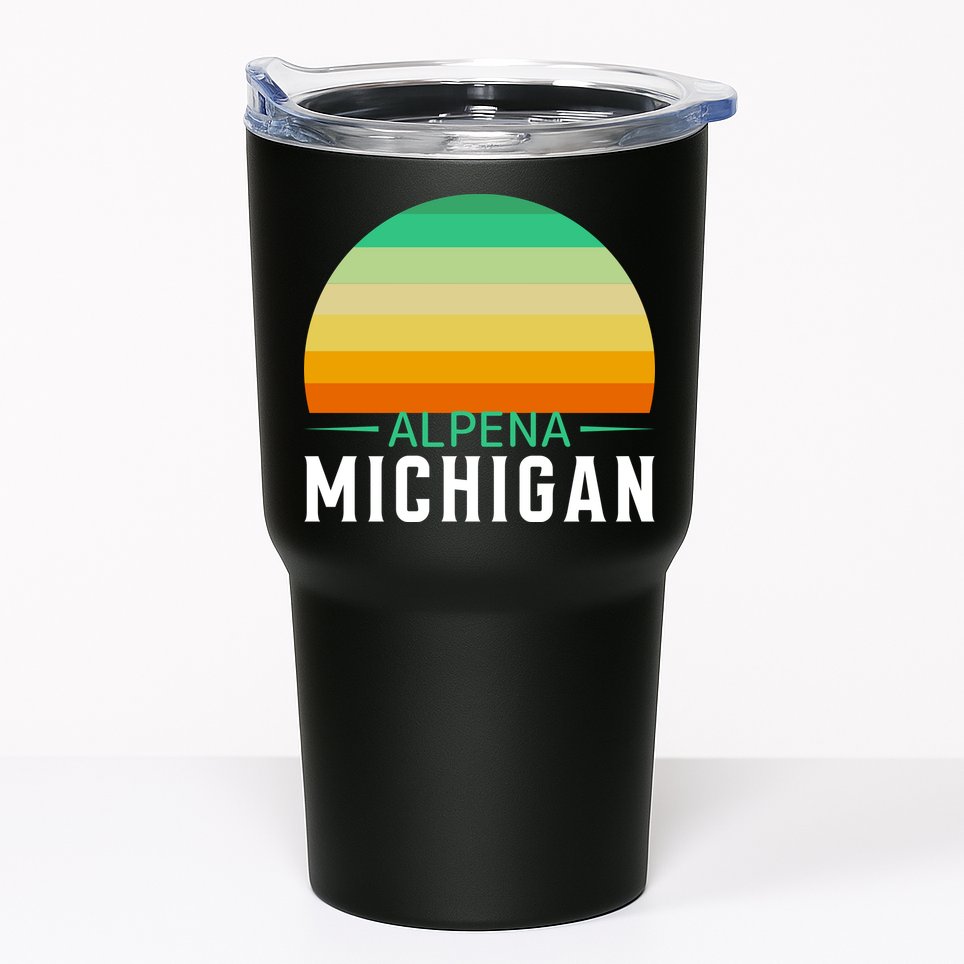 Alpena Michigan Retro Sunset Tumbler