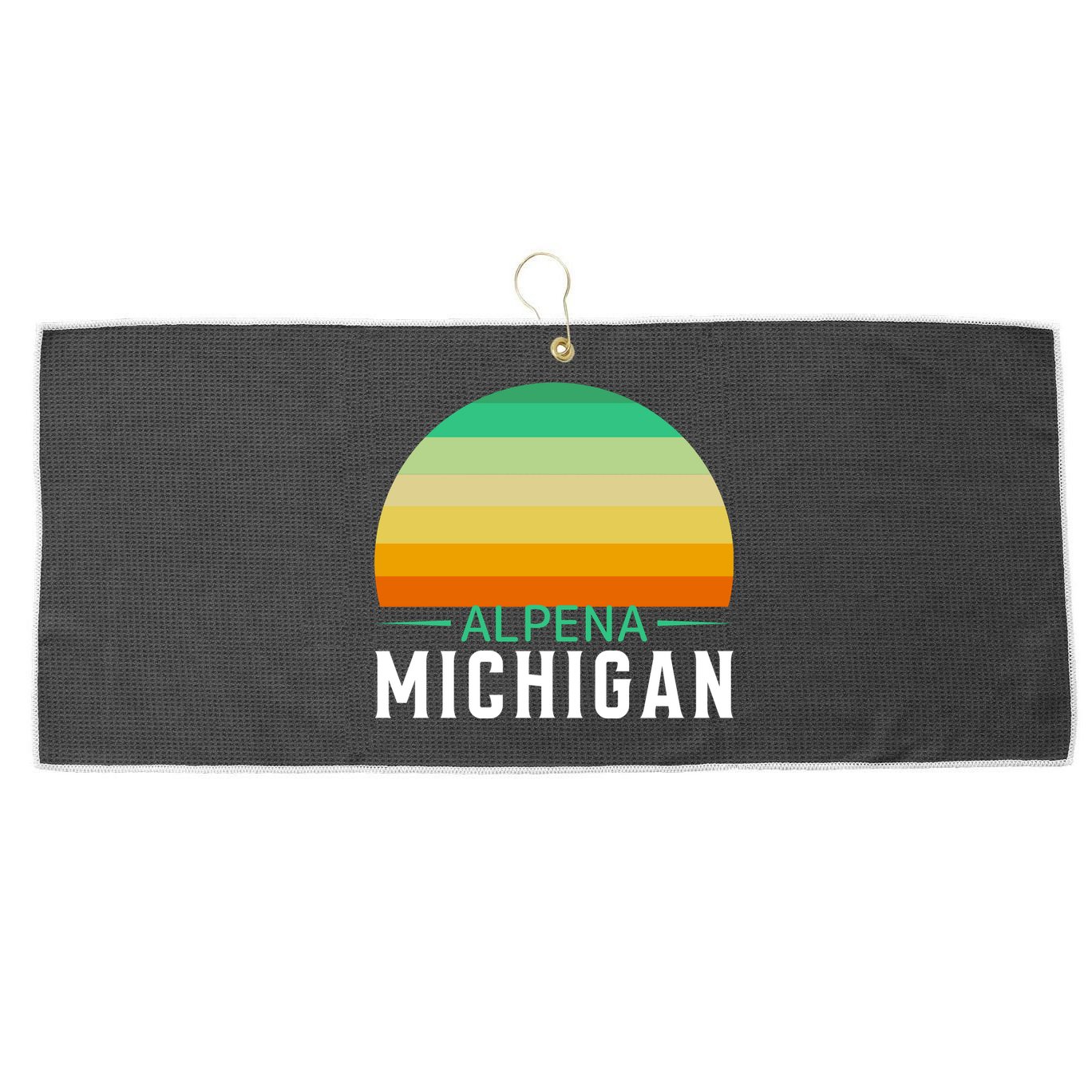 Alpena Michigan Retro Sunset Large Microfiber Waffle Golf Towel