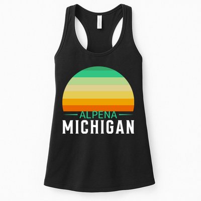 Alpena Michigan Retro Sunset Womens Tank Top