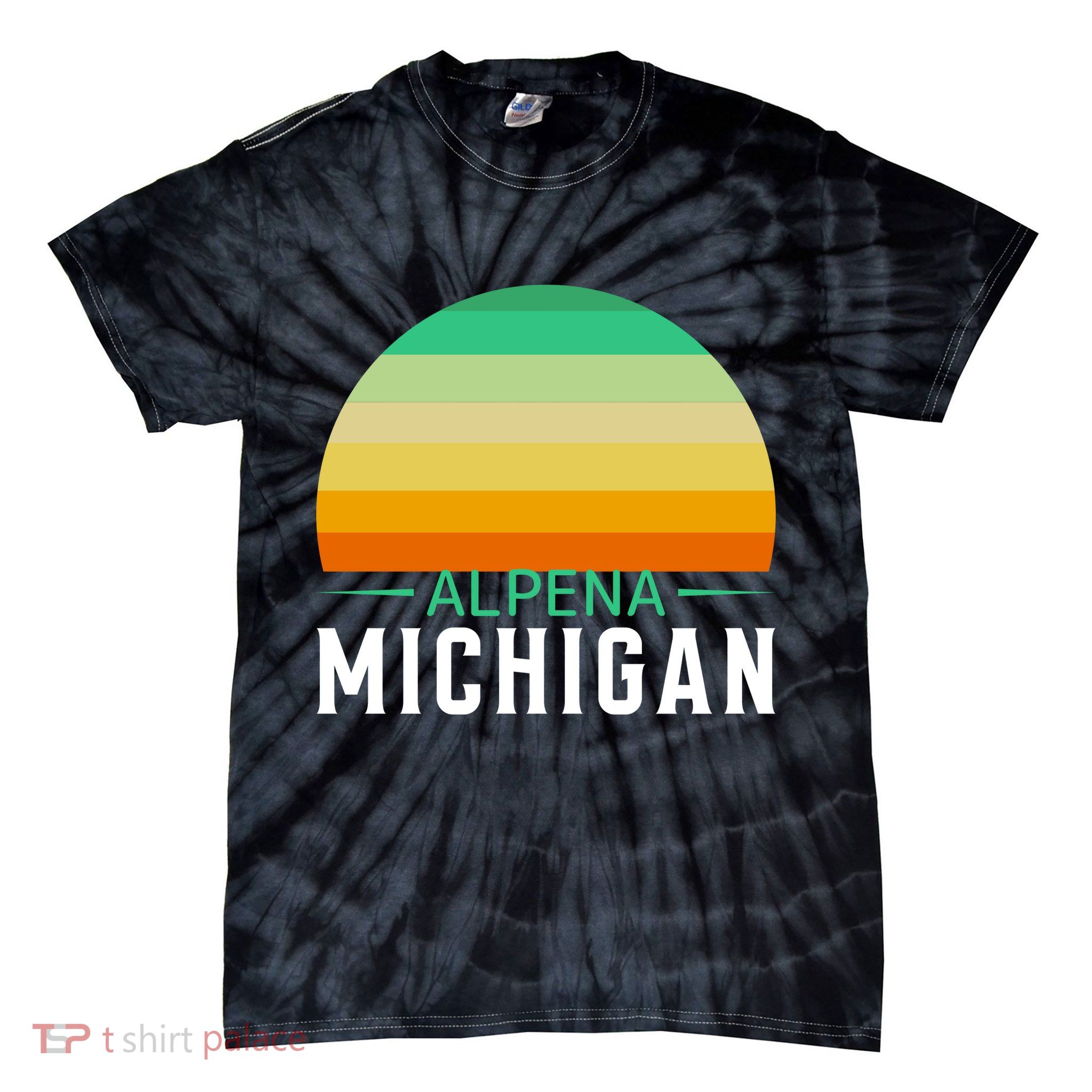 Alpena Michigan Retro Sunset Tie-Dye T-Shirt