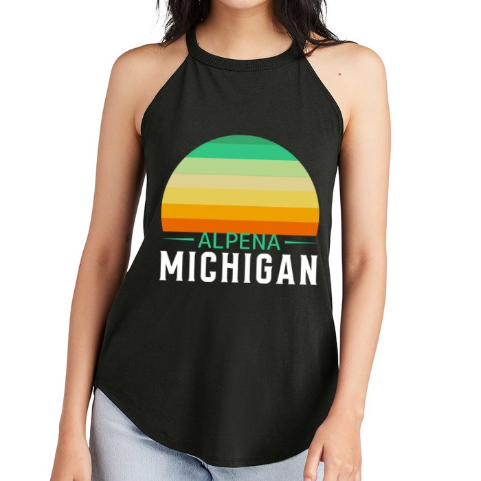 Alpena Michigan Retro Sunset Women's Perfect Tri Rocker Tank