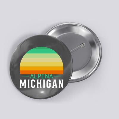 Alpena Michigan Retro Sunset Button