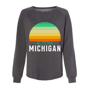 Alpena Michigan Retro Sunset Womens California Wash Sweatshirt