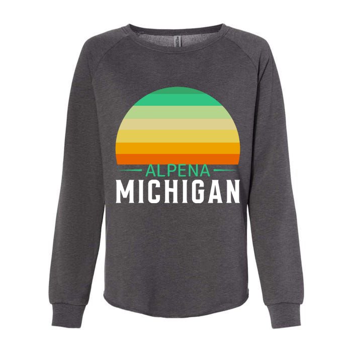 Alpena Michigan Retro Sunset Womens California Wash Sweatshirt