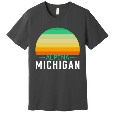 Alpena Michigan Retro Sunset Premium T-Shirt