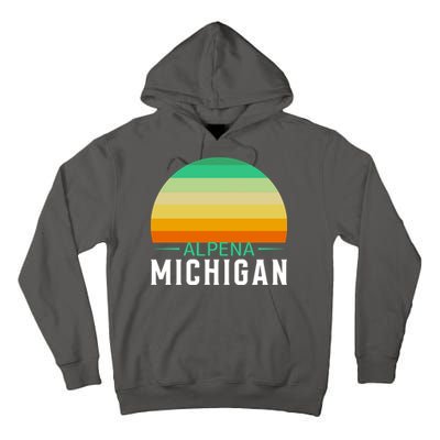 Alpena Michigan Retro Sunset Tall Hoodie