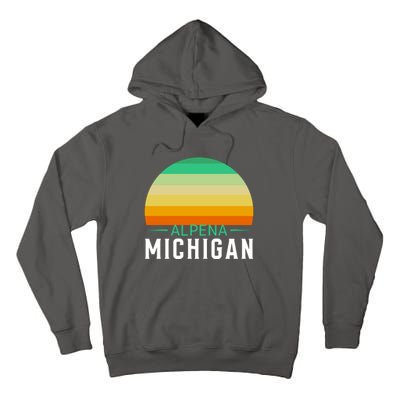 Alpena Michigan Retro Sunset Tall Hoodie