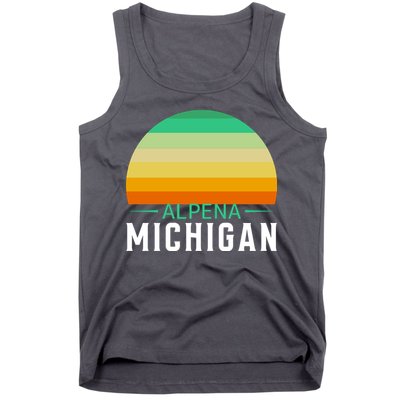 Alpena Michigan Retro Sunset Tank Top