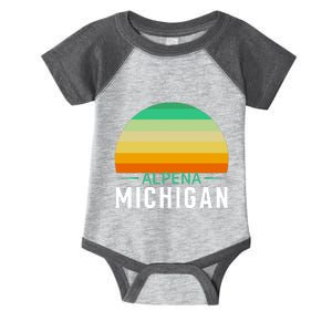 Alpena Michigan Retro Sunset Infant Baby Jersey Bodysuit