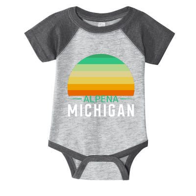 Alpena Michigan Retro Sunset Infant Baby Jersey Bodysuit