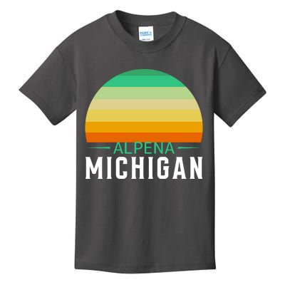 Alpena Michigan Retro Sunset Kids T-Shirt