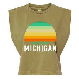 Alpena Michigan Retro Sunset Garment-Dyed Women's Muscle Tee