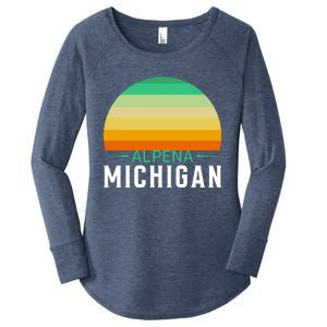 Alpena Michigan Retro Sunset Women's Perfect Tri Tunic Long Sleeve Shirt