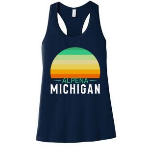 Alpena Michigan Retro Sunset Women's Racerback Tank