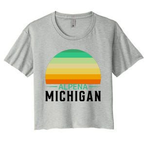 Alpena Michigan Retro Sunset Women's Crop Top Tee