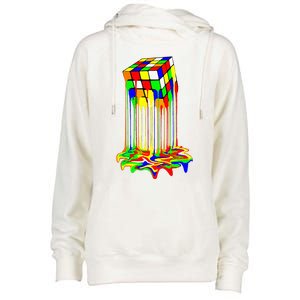 Awesome Melting Rubik Rubix Rubics Cube Womens Funnel Neck Pullover Hood