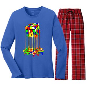 Awesome Melting Rubik Rubix Rubics Cube Women's Long Sleeve Flannel Pajama Set 