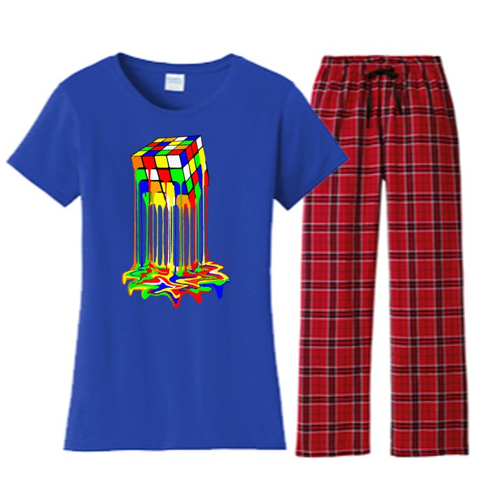 Awesome Melting Rubik Rubix Rubics Cube Women's Flannel Pajama Set