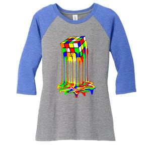 Awesome Melting Rubik Rubix Rubics Cube Women's Tri-Blend 3/4-Sleeve Raglan Shirt