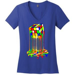 Awesome Melting Rubik Rubix Rubics Cube Women's V-Neck T-Shirt