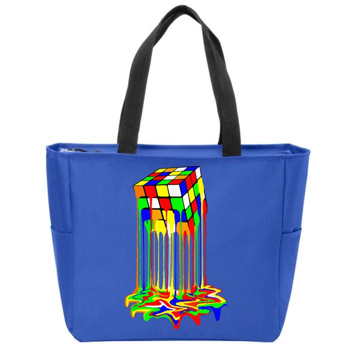 Awesome Melting Rubik Rubix Rubics Cube Zip Tote Bag