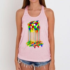 Awesome Melting Rubik Rubix Rubics Cube Women's Knotted Racerback Tank