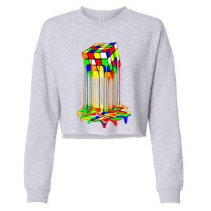 Awesome Melting Rubik Rubix Rubics Cube Cropped Pullover Crew