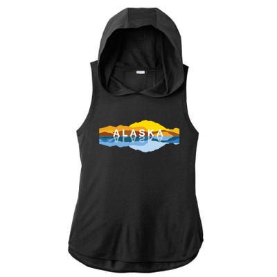 Alaska Mountain Reflections Denali Mountain Souvenir Ladies PosiCharge Tri-Blend Wicking Draft Hoodie Tank