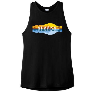 Alaska Mountain Reflections Denali Mountain Souvenir Ladies PosiCharge Tri-Blend Wicking Tank