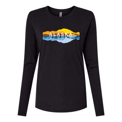 Alaska Mountain Reflections Denali Mountain Souvenir Womens Cotton Relaxed Long Sleeve T-Shirt