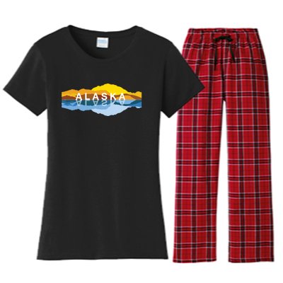 Alaska Mountain Reflections Denali Mountain Souvenir Women's Flannel Pajama Set