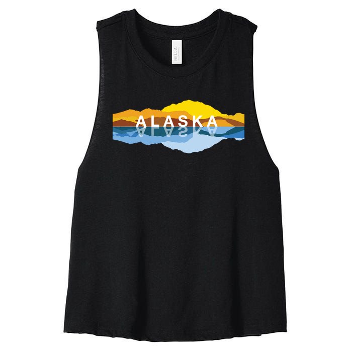 Alaska Mountain Reflections Denali Mountain Souvenir Women's Racerback Cropped Tank