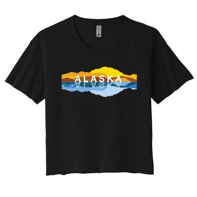 Alaska Mountain Reflections Denali Mountain Souvenir Women's Crop Top Tee