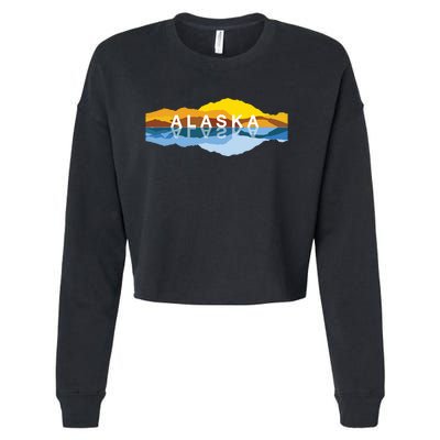 Alaska Mountain Reflections Denali Mountain Souvenir Cropped Pullover Crew