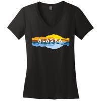 Alaska Mountain Reflections Denali Mountain Souvenir Women's V-Neck T-Shirt