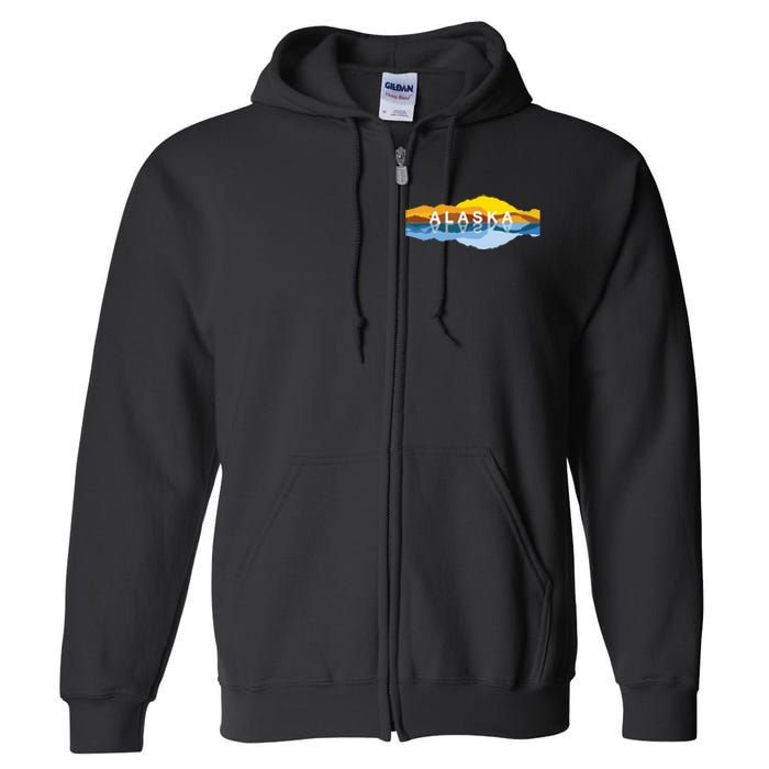 Alaska Mountain Reflections Denali Mountain Souvenir Full Zip Hoodie