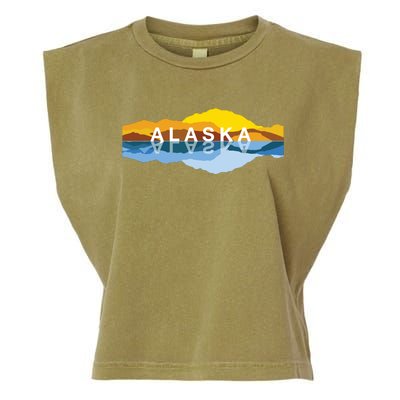 Alaska Mountain Reflections Denali Mountain Souvenir Garment-Dyed Women's Muscle Tee