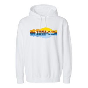 Alaska Mountain Reflections Denali Mountain Souvenir Garment-Dyed Fleece Hoodie