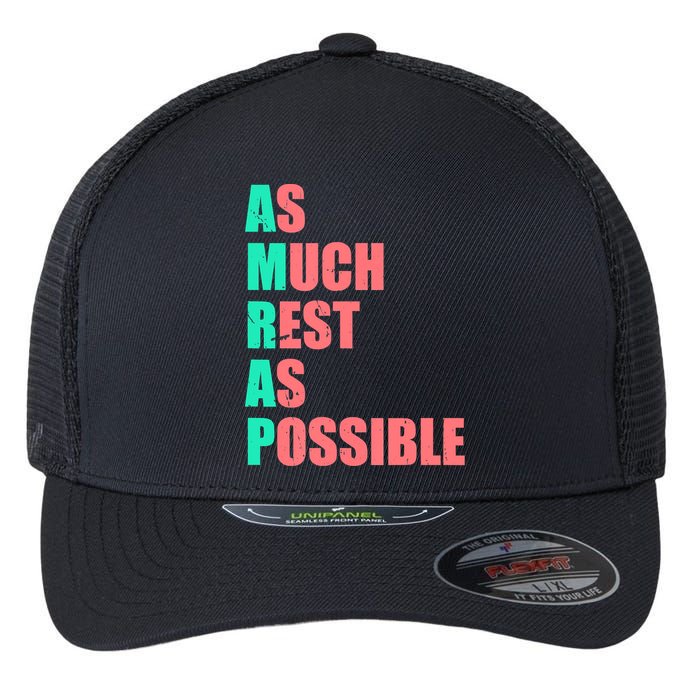 As Much Rest As Possible AMRAP Funny Trendy Flexfit Unipanel Trucker Cap