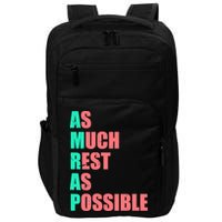 As Much Rest As Possible AMRAP Funny Trendy Impact Tech Backpack