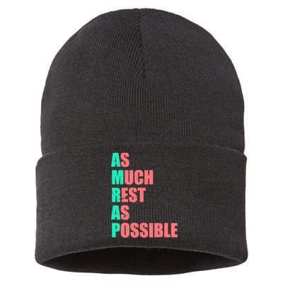 As Much Rest As Possible AMRAP Funny Trendy Sustainable Knit Beanie