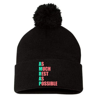 As Much Rest As Possible AMRAP Funny Trendy Pom Pom 12in Knit Beanie